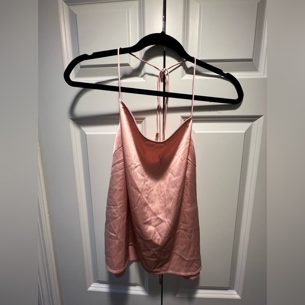 By The Way Pink Silk Halter Top